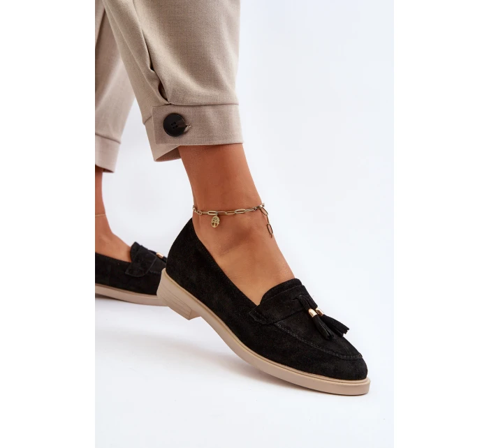 Černé Dámské Semišové Mokasíny Na Ploché Podrážce model 21652477 - Zazoo