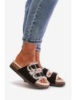 Dámské Pantofle S Přezkami A Kožíškem Černé model 21670217 - Boto