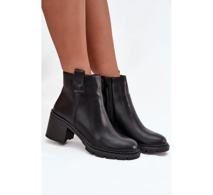 Zateplené dámské kotníkové boty z eko kůže na podpatku černé model 21711683 - Boto Zateplené dámské kotníkové boty z eko kůže na podpatku černé model 21711683 - Boto
