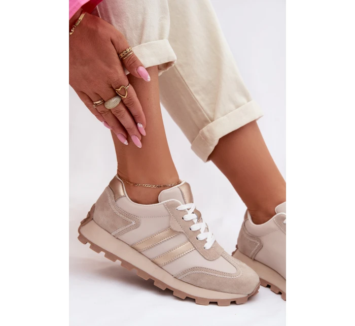 Semišové dámské tenisky na platformě model 22007463 tmavě béžové - S.Barski Semišové dámské tenisky na platformě model 22007463 tmavě béžové - S.Barski