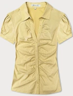 Žltá pruhovaná blúzka s krátkymi rukávmi (SST16222D)