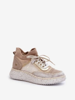 Zamszowe Półbuty Damskie Maciejka 06405-04 Beżowe