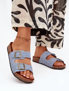 Dámské Pantofle Na Platformě S Přezkami Světle Džínové model 21704347 - EVENTO