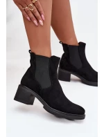 Botki Sztyblety Damskie Na Klocku Czarne Luvina