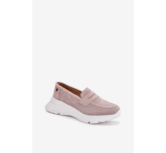 Dámské mokasíny z přírodního semiše na platformě Vinceza Béžové