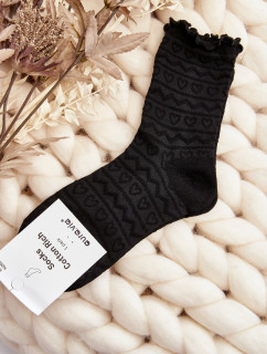 Vzorované dámske ponožky čierne