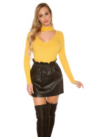 Sexy Leather Look Miniskirt