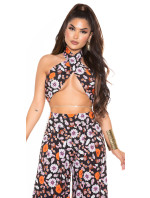 Sexy Set Wide Leg Pants+3in1 Bandeau Top Patterned