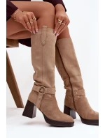 Dámske zateplené čižmy 1825 beige - Style