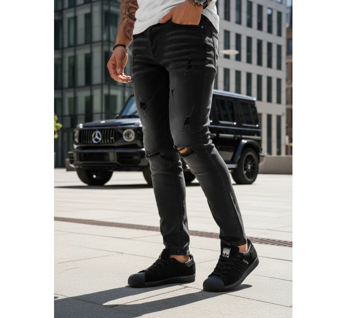 Pánske čierne nohavice FashionStreet UX3823