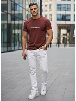 Pánske bavlnené voľnočasové tričko s potlačou bordová FashionStreet NX5107R