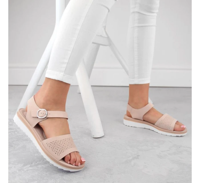 Sergio Leone W SK53N béžové lodičky na platforme a podpätku