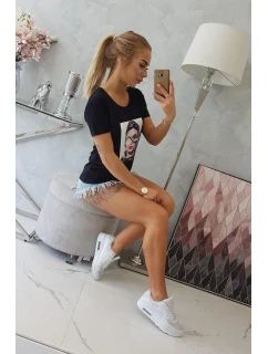 Dámska grafická blúzka čierna