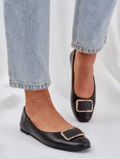 Eko kožené baleríny se zdobením černé model 21684298 - Boto