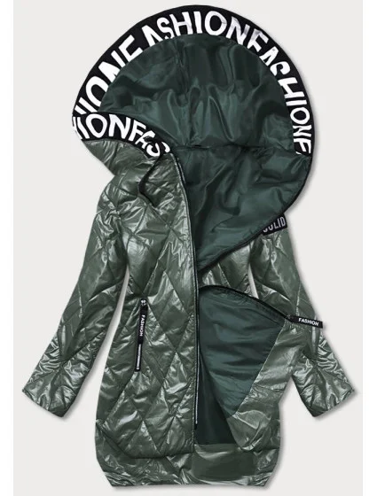 Zelená prešívaná bunda s kapucňou (B8082-10)