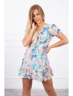 Kvetinové šaty s výstrihom do V ecru