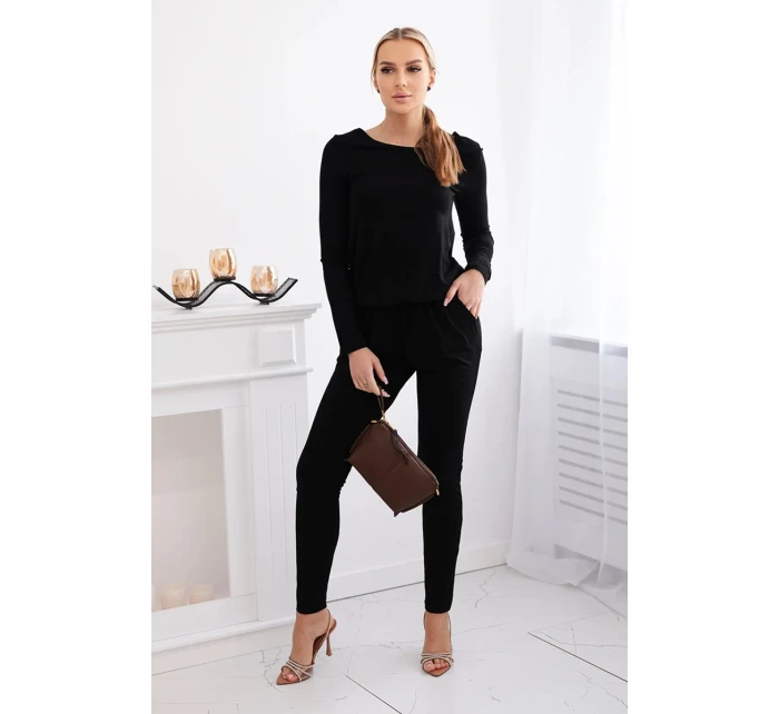 Viskózový overal do pasu černý