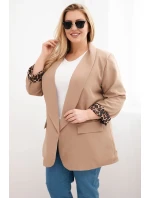 Dámská bunda Plus Size s podšívkou v leopardím vzoru camelová Dámská bunda Plus Size s podšívkou v leopardím vzoru camelová