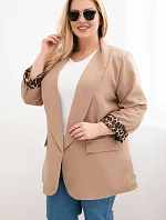 Dámska bunda nadrozmernej veľkosti s leopardou podšívkou Camel