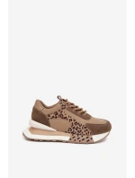 Kožené dámské tenisky na platformě leopardí vzor model 21712445 hnědé - Artiker