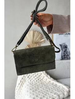 Kožená kabelka z pravé semišové kůže tmavě zelená Mirine