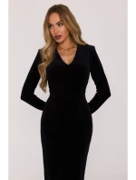 M889 Zamatové bodycon šaty - čierne