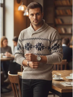 Pánsky béžový sveter FashionStreet WX2269