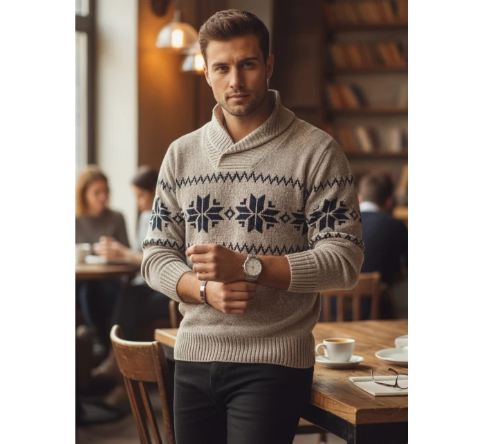 Pánsky béžový sveter FashionStreet WX2269