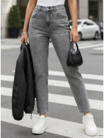 Jeansy damskie mom fit z wysokim stanem szare model 22014078 - FashionStreet