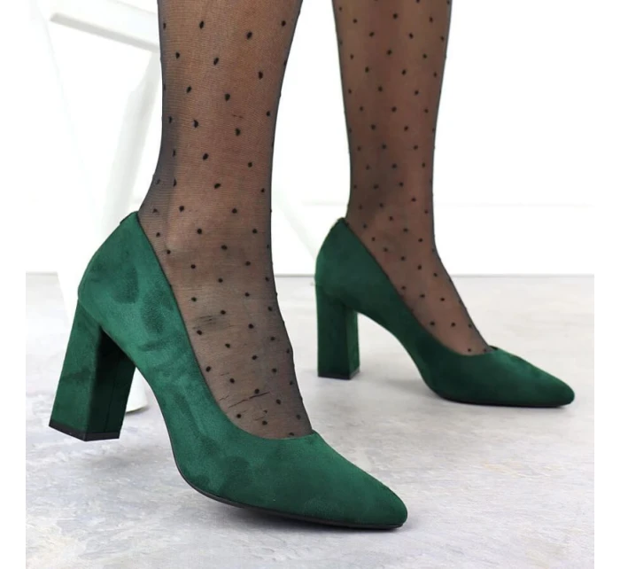 Zelené semišové lodičky na jehlovém podpatku Sergio model 21906157 - LEONE