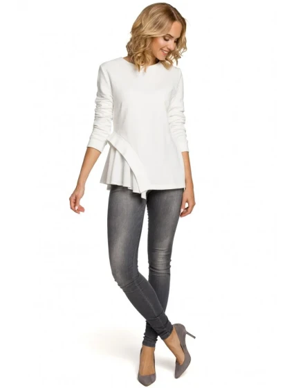 M333 Asymetrická vrstvená blúzka - ecru farba M333 Asymetrická vrstvená blúzka - ecru farba