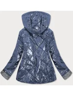 Svetlo modrá lesklá dámska prešívaná bunda (B9573)