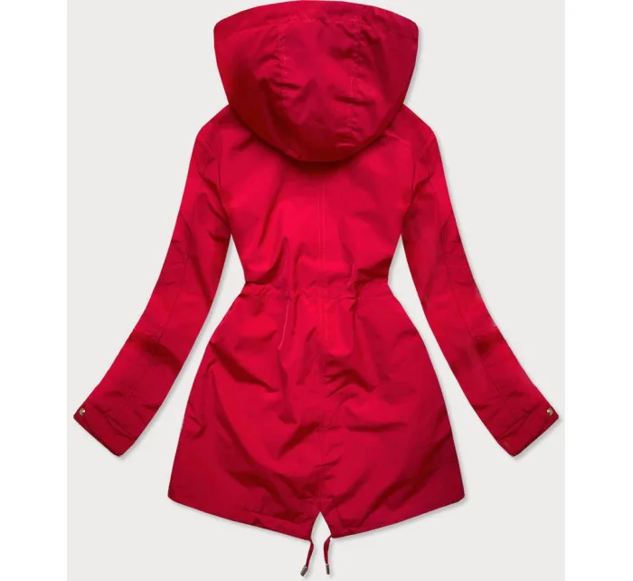 Červeno-šedá obojstranná dámska bunda parka (XW581X) Červeno-šedá obojstranná dámska bunda parka (XW581X)