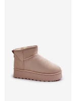 Śniegowce Damskie Na Platformie Ocieplane Futerkiem Jasnobeżowe Xamella