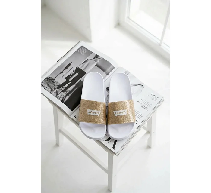 Dětské pantofle LEVI'S VPOL0251S-3923 Zlaté s brokátom