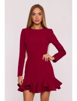 model 21296129 Šaty s volánkovým lemem bordó - Moe model 21296129 Šaty s volánkovým lemem bordó - Moe