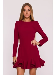 model 21296129 Šaty s volánkovým lemem bordó - Moe