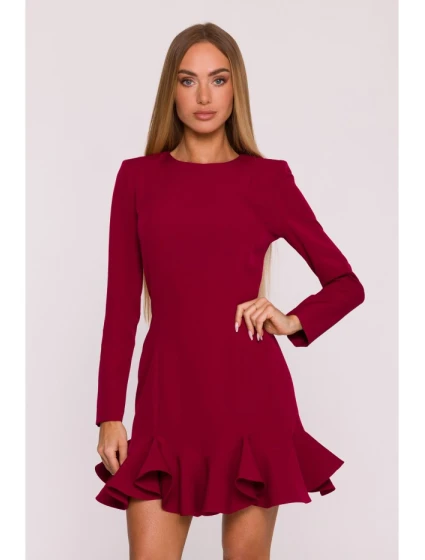 model 21296129 Šaty s volánkovým lemem bordó - Moe model 21296129 Šaty s volánkovým lemem bordó - Moe