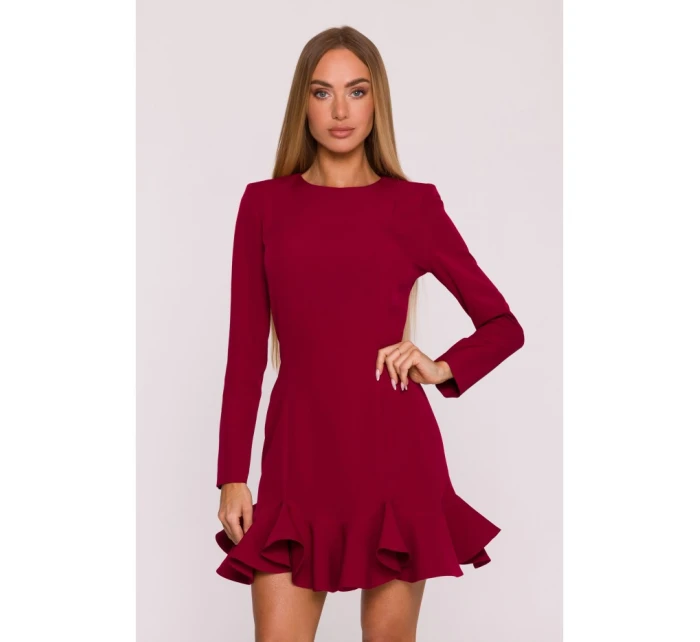 model 21296129 Šaty s volánkovým lemem bordó - Moe model 21296129 Šaty s volánkovým lemem bordó - Moe