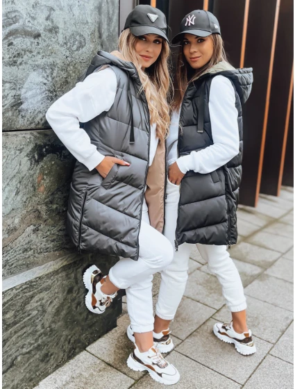 Tmavě šedá oboustranná dámská vesta Dstreet model 21970081 - FashionStreet