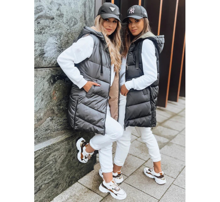 Tmavě šedá oboustranná dámská vesta Dstreet model 21970081 - FashionStreet