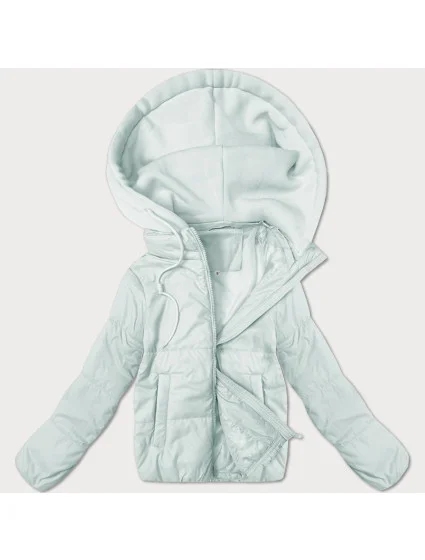Dámska krátka bunda s pletenou kapucňou J Style light pistáciová (16M9236-176)