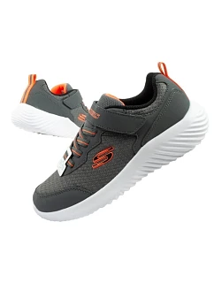 Detská športová obuv Skechers Bounder na suchý zips, ľahká, módna, sivá