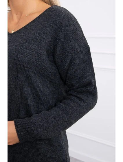 Svetr s výstřihem do V grafitové barvy Svetr s výstřihem do V grafitové barvy