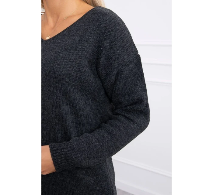 Svetr s výstřihem do V grafitové barvy Svetr s výstřihem do V grafitové barvy