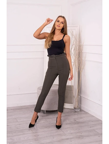 Khaki kalhoty na model 18749328 - K-Fashion