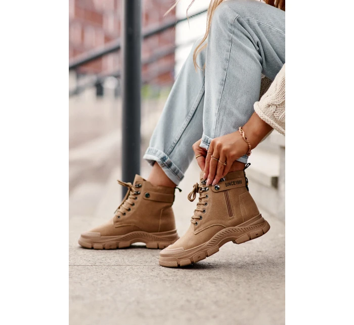 semišové dámské botky béžové model 21633117 - Boto