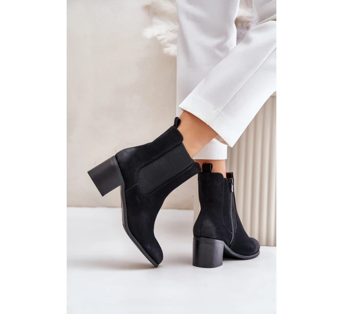 Ocieplane Botki Damskie Na Słupku Czarne Radeya Ocieplane Botki Damskie Na Słupku Czarne Radeya