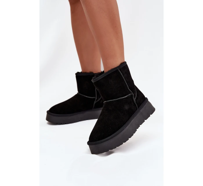 Dámske snežnice Privine na platforme z prírodného semišu - čierne