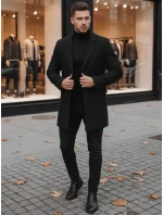 Pánsky čierny kabát FashionStreet CX0380 Pánsky čierny kabát FashionStreet CX0380
